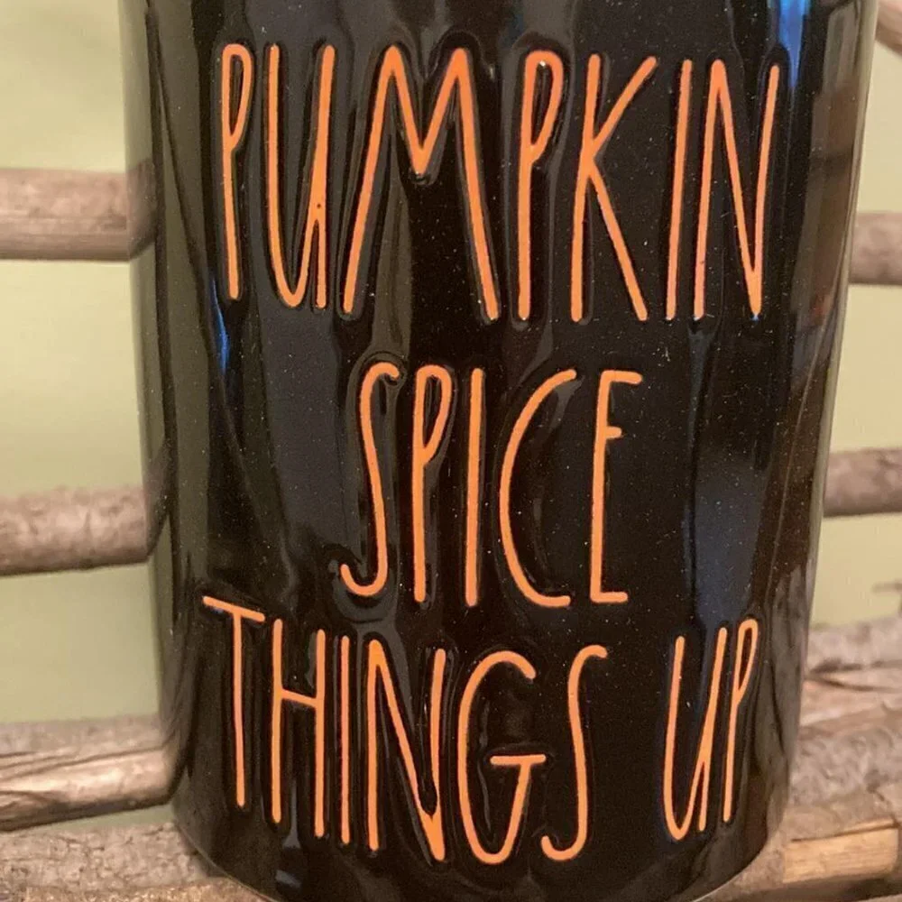 RAE DUNN PUMPKIN SPICE THINGS UP with PUMPKIN ON LID CANISTER JAR